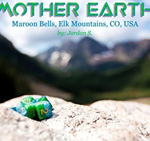 Gate Keeper Games Mother Earth Halfsies Dice - 7 die polyhedral dice Set - Land Green & Sea Blue - Gold Numbering