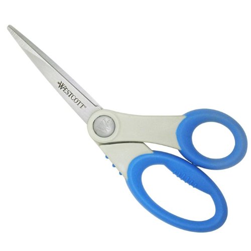 Westcott Soft Handle Bent Scissors With Anti-microbial Protection, Blue, 8-Inch (14739)
