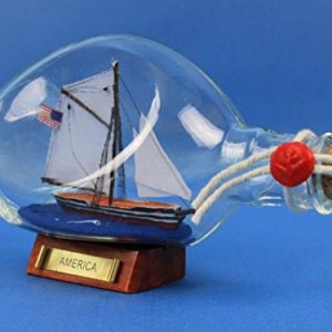 Hampton Nautical America Sailboat in A Glass Bottle, 7"