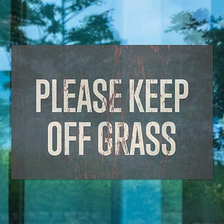 CGSignLab |"Please Keep Off Grass -Ghost Aged Rust" Window Cling | 36"x24"