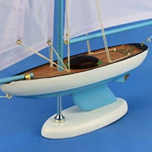 Hampton Nautical Wooden Bermuda Sloop Light Blue Model Sailboat Decoration 17" - Model Ship - Nautical Home Decorating Toy Figure