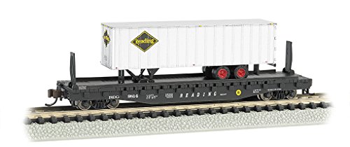 Bachmann 52'6" Flat Car with 35' Ribbed Piggyback Trailer - READING with READING TRAILER - N Scale