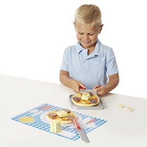 Melissa & Doug Flip and Serve Pancake Set (19 pcs) - Wooden Breakfast Play Food