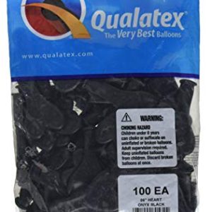 Pioneer Balloon Company Heart Shaped Latex Balloon, 6", Onyx Black, Pack of 100 Balloons