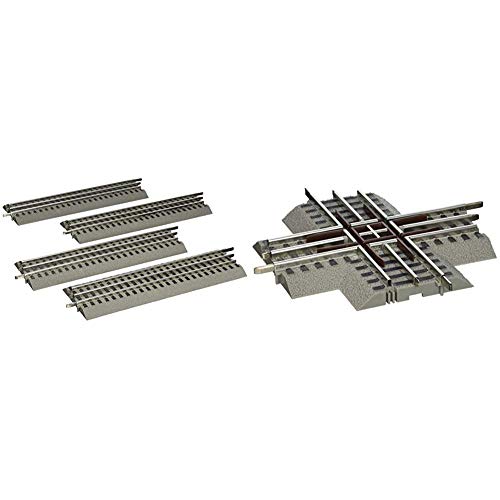 Lionel Trains Electric O Gauge Expansion Track Combo Pack, 4 10" Straight Pieces + 90-Degree Crossover