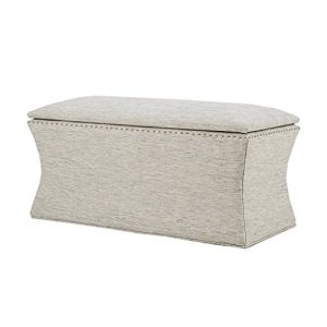 Madison Park Bijou Solid Wood, Polyester Fabric Toy Chest Bench Modern Style Ottoman With Storage, Grey Multi