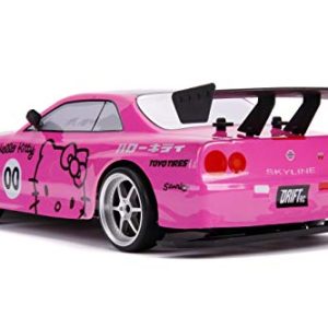Jada Toys Hello Kitty Nissan Skyline GT-R (Bnr34) Drift Power Slide Elite R/C, USB Charging, with 4 Extra Tires