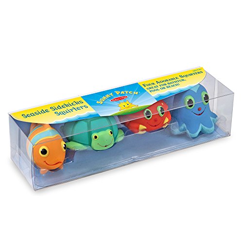 Melissa & Doug Sunny Patch Seaside Sidekicks Squirters With 4 Squeeze-and-Squirt Animals - Water Toys for Kids