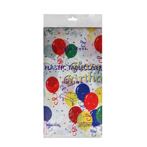 Party Essentials ValuMost Printed Plastic Table Cover Available in 36 Colors, 54" x 108", Happy Birthday