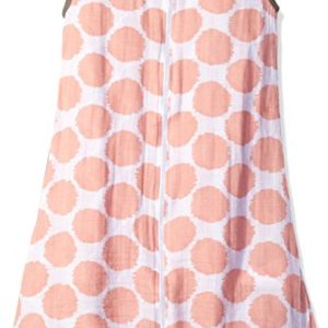 Bacati - Muslin Ikat Dots Sleep Sack (Wearable Blankets) (Small, Coral/Grey)