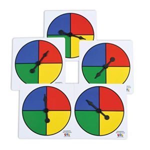 Learning Advantage Four-Color Spinners - Set of 5 - Game Spinner - Write On/Wipe Off Surface for Multiple Uses