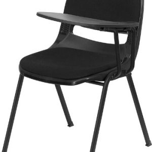Flash Furniture Black Padded Ergonomic Shell Chair with Left Handed Flip-Up Tablet Arm