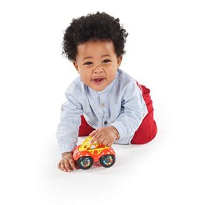 Bright Starts Easy Grasp Push Vehicle Toy - Ages 3 Months +, Rattle & Roll Buggie, Red