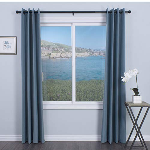 Decopolitan 1" Knob Curtain Rod Set, 18 to 36 Inches, Black
