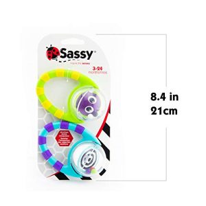 Sassy Flip & Grip Rattle | Value 2 Pack | Developmental Toy with Rattle Beads | Spinning Discs with Mirror | For Ages 3 Months and Up
