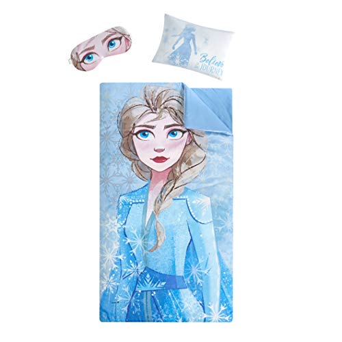Disney Frozen 2 Giftable Sleepover Set with Sleeping Bag, Pillow & Bonus Eye Mask, Ages 3+