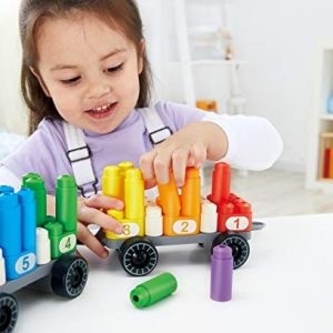 Hape Polym Construction Site | 43Piece Building Brick Forklift Bulldozer Toy Set with Figurines & Accessories