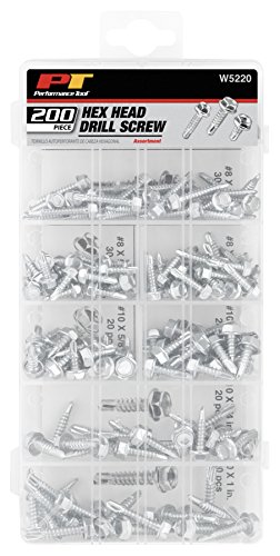 Performance Tool W5220 200 pc Hex Washer Self Drilling Assortment