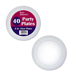 Party Essentials 40-Count Hard Plastic 6" Dessert/Appetizer Plates, Clear