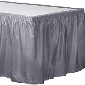 Amscan Rectangular Silver Plastic Table Skirt | Party Tableware