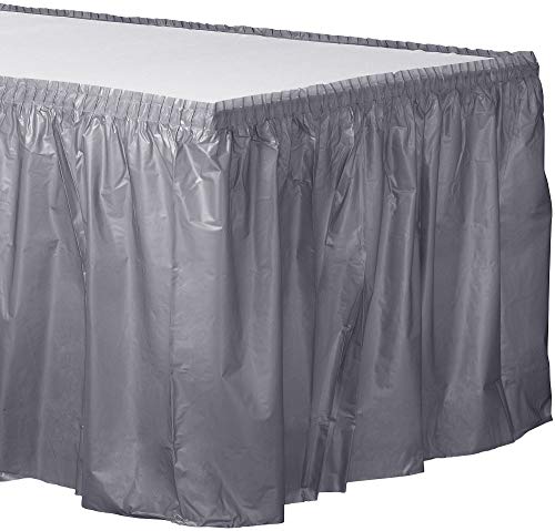 Amscan Rectangular Silver Plastic Table Skirt | Party Tableware