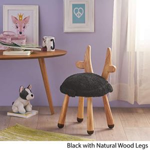 Stoolimals Collection, Faux Fur Gazelle Stool, Black