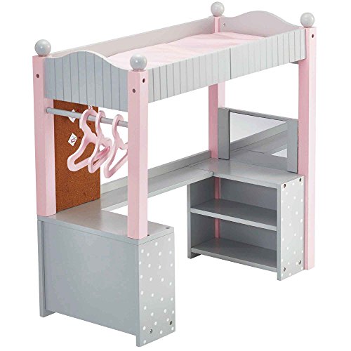 Olivia's Little World 18" Doll Furniture | Polka Dots Princess College Dorm Double Bunk Desk, Grey | Fits American Girl Dolls