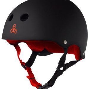 Triple Eight Sweatsaver Liner Skateboarding Helmet, Black Rubber w/ Red, X-Large