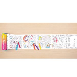 Mudpuppy Unicorn Magic Activity Coloring Roll, Age 4+, Creative Fun with Coloring, Mazes, Spot The Difference and More, Includes 5 Colored Pencils, Easy to Store Unicorn Paper Roll