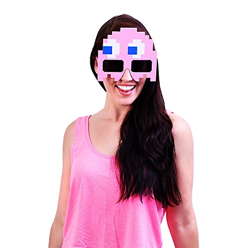 Sunstaches Pacman Pink Ghost Sunglasses, Party Favors, UV400