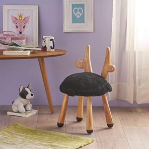 Stoolimals Collection, Faux Fur Gazelle Stool, Black