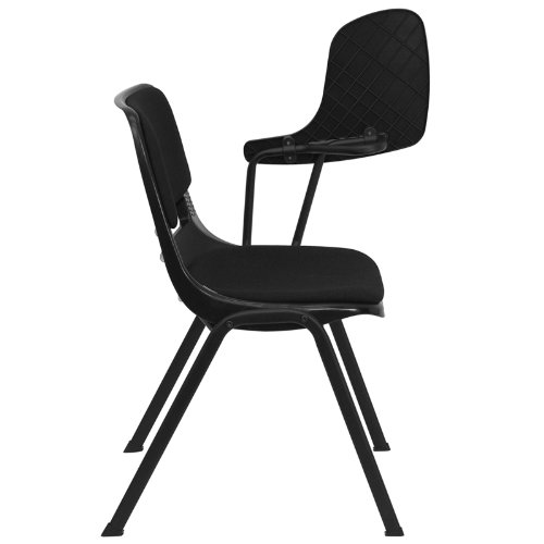 Flash Furniture Black Padded Ergonomic Shell Chair with Left Handed Flip-Up Tablet Arm