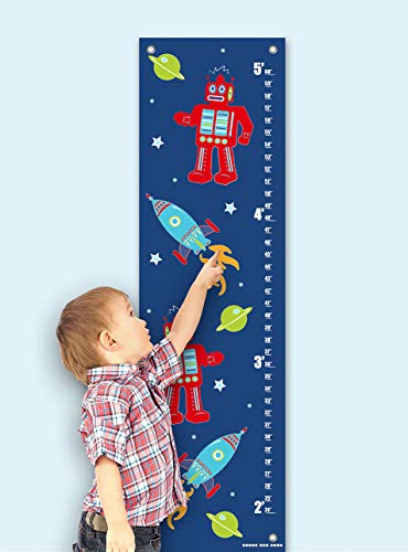 Oopsy Daisy Growth Charts Robots and Rockets Navy by Finny and Zook, 12 by 42-Inch