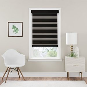 Achim Home Furnishings Cordless Celestial Room Darkening Double Layered Shade 39" x 72", Black