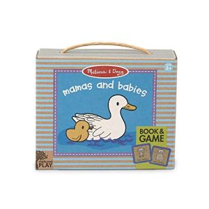 Melissa & Doug Natural Play Book & Game: Mamas & Babies (10-Page Board Book, 20 Memory Match Cards, Great Gift for Girls and Boys - Best for 3, 4, and 5 Year Olds)