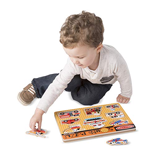 Melissa & Doug Personalized Vehicles Wooden Peg Puzzle with Sound Effects (8 Piece)