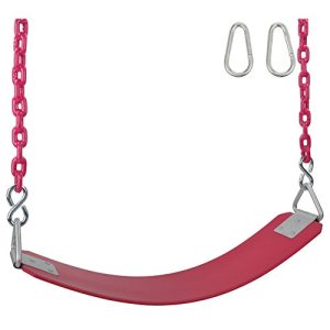 Swing Set Stuff Inc. Commercial Rubber Belt Seat with 8.5'. Coated Chain & SSS Logo Sticker Commercial Rubber Coated Chain, Pink