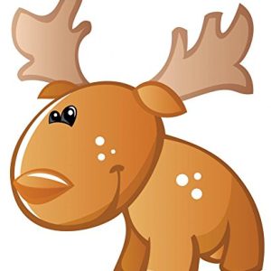 Wallmonkeys GEN-16415-36 WM140707 Cute Baby Brown Cartoon Moose Peel and Stick Wall Decals (36 in H x 29 in W), Large