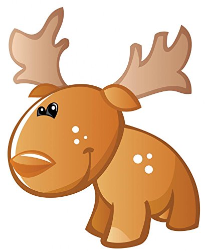 Wallmonkeys GEN-16415-36 WM140707 Cute Baby Brown Cartoon Moose Peel and Stick Wall Decals (36 in H x 29 in W), Large