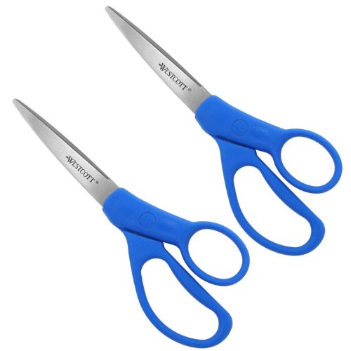 Westcott 7" Student Scissors 2Pk, Assorted Colors