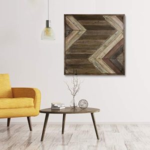 Crystal Art Rustic Wood Collage Framed Wall Decor, 30” H x 30” L x 1.25” D, Brown