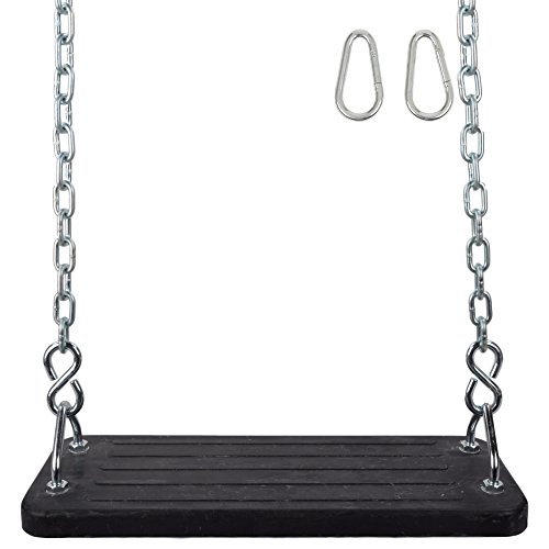 Swing Set Stuff Inc. Small Mega Flat Seat with 5Uncoated Chain Small Mega Uncoated Chain, Black