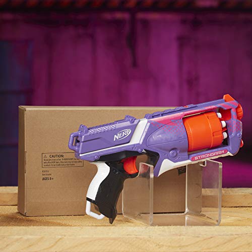 Strongarm Nerf N-Strike Elite Toy Blaster with Rotating Barrel, Slam Fire, and 6 Official Nerf Elite Darts for Kids, Teens, and Adults (Amazon Exclusive)