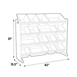 Tot Tutors Super-Sized Toy Storage Organizer w/ 16 Bin, Universal, Natural/White