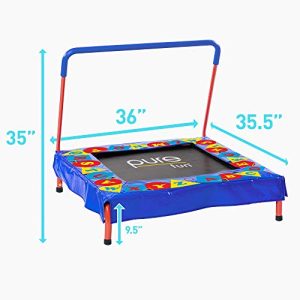 Pure Fun 36-inch Preschool Jumper Kids Trampoline with Handrail, Ages 3 to 7