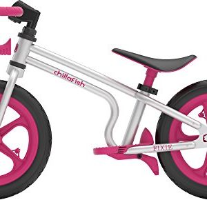 Chillafish Fixie Fixed-Gear Styled Balance Bike with Integrated Footrest, Footbrake & Airless Rubberskin Tires, Pink