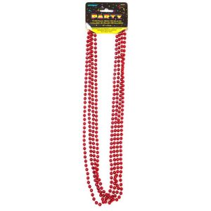 Metallic Red Mardi Gras Beads, 4ct