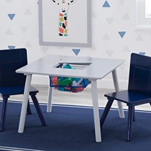 Delta Children Kids Table & Chair Set with Storage (2 Chairs Included), Grey/Blue