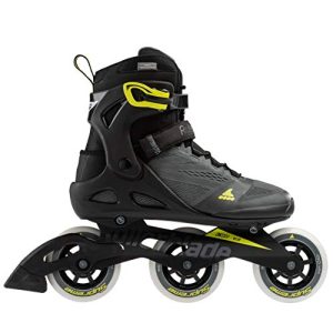 Rollerblade Macroblade 100 3WD Men's Adult Fitness Inline Skate, Anthracite and Neon Yellow, Performance Inline Skates