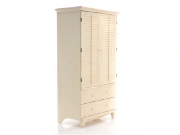 Sauder Harbor View Armoire, For TV's up to 32", Antiqued White Finish